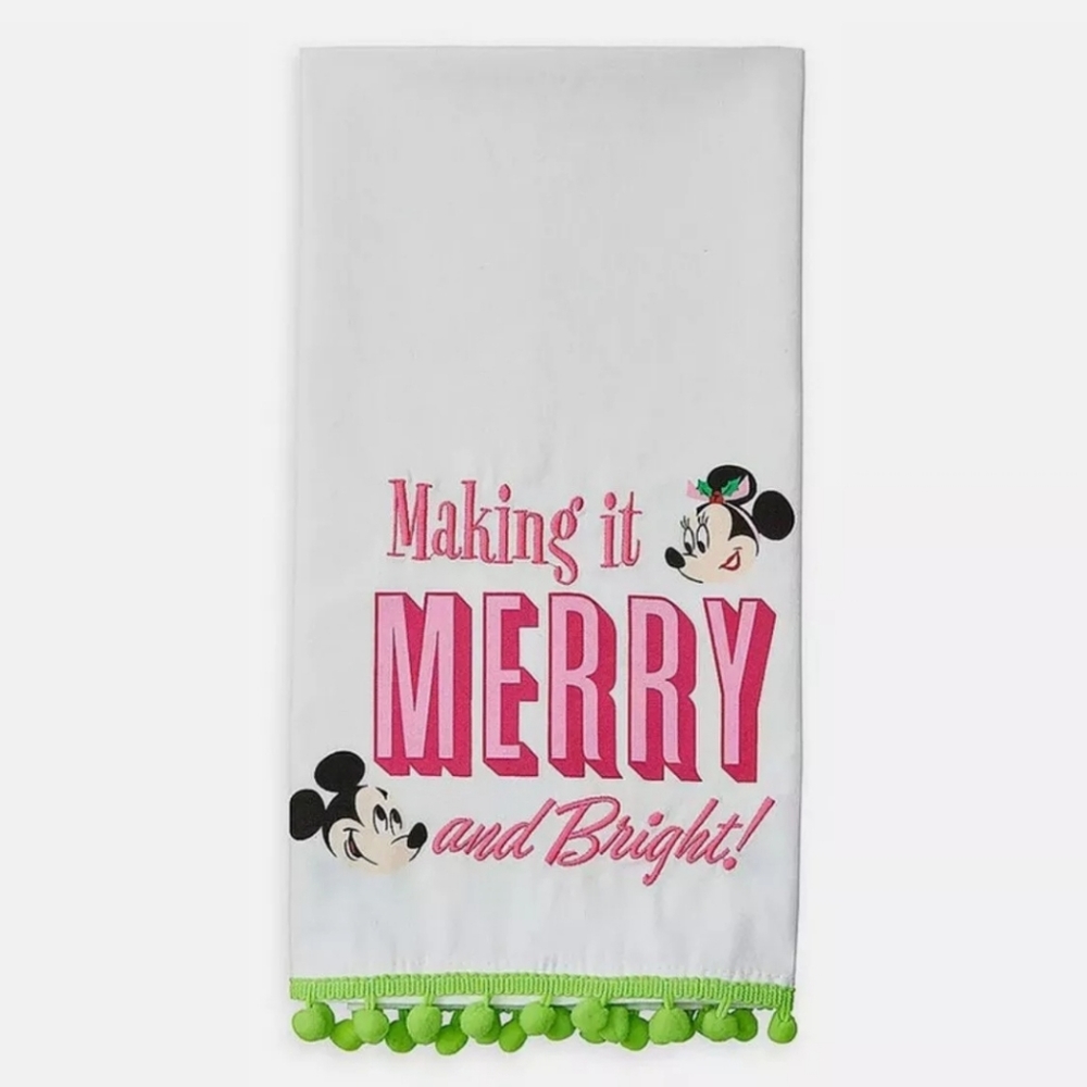 DisneyParks Mickey & Minnie Making It Merry And Bright Holiday Tea Kitchen Towel
